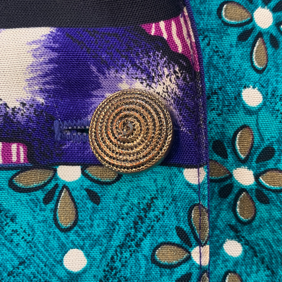 Vintage Petite Blazer Jacket Oversized Patchwork Floral Print Purple Navy Blue - Picture 9 of 10